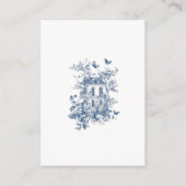 Blue Toile De Jouy QR Code Wedding Details Begleitkarte (Rückseite)