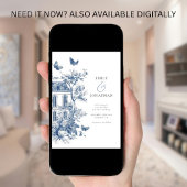 Blue Toile De Jouy QR Wedding Save the Date