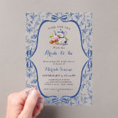 Blue Toile de jouy Tee Party Brautparty Acryleinladungen (Insitu (Handheld))