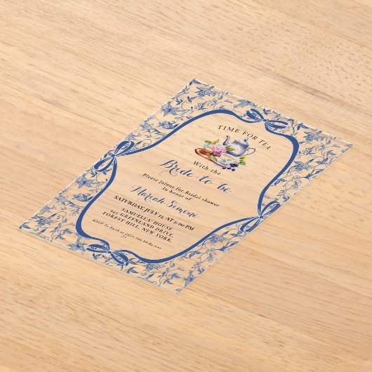 Blue Toile de jouy Tee Party Brautparty Acryleinladungen (Ablage )