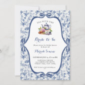 Blue Toile de jouy Tee Party Brautparty Einladung (Vorderseite)