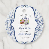 Blue Toile de jouy Tee Party Brautparty Geschenkanhänger (Vorderseite)