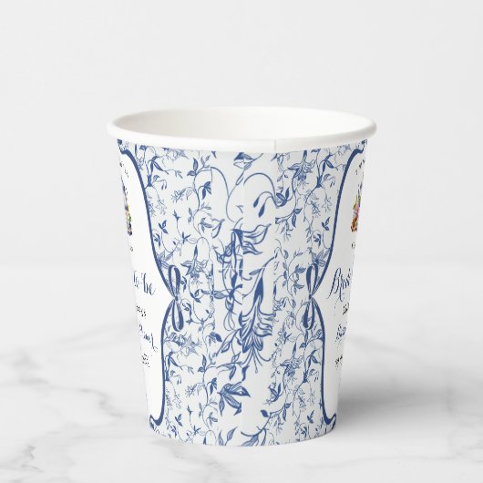 Blue Toile de jouy Tee Party Brautparty Pappbecher (Rechts)