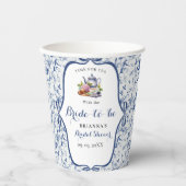 Blue Toile de jouy Tee Party Brautparty Pappbecher (Vorderseite)