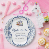 Blue Toile de jouy Tee Party Brautparty Pappteller (Party)