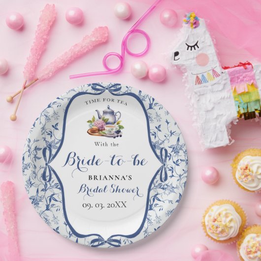 Blue Toile de jouy Tee Party Brautparty Pappteller (Party)