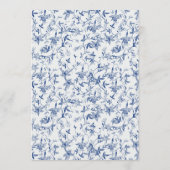 Blue Toile de jouy Tee Party Brautparty Party Menükarte (Rückseite)