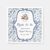 Blue Toile de jouy Tee Party Brautparty Serviette (Vorderseite)