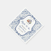 Blue Toile de jouy Tee Party Brautparty Serviette (Ecke)