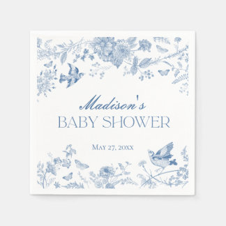 Blue Toile De Jouy Vintag Floral Baby Dusche Serviette