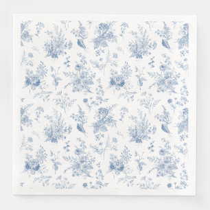 Blue Toile De Jouy Vintag Floral Chinoiserie Serviette