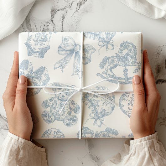 Blue Toile de Jouy Vintag Kinderzimmer Geschenkpapier