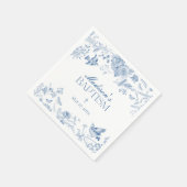 Blue Toile De Jouy Vintage Blumentaufe Serviette (Ecke)