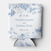 Blue Toile De Jouy Vintage Gastgeschenke Hochzeite Dosenkühler (Vorderseite)