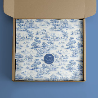 Blue Toile de Jouy Vintages Geschenk Wrap Elegant Seidenpapier