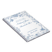 Blue Toile De Jouy Wedding Letters Bridge and Groo Notizblock (Rechte Seite)