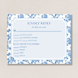 Blue Toile de Jouy Wedding Response Enclosure Card Begleitkarte