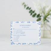 Blue Toile de Jouy Wedding Response Enclosure Card Begleitkarte (Stehend Vorderseite)