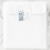 Blue Toile De Jouy Wedding Vielen Dank Quadratischer Aufkleber (Tasche)