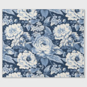 Blue Toile de Jouy Weihnachtsmuster Geschenkpapier (Flach)