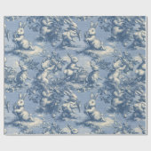 Blue Toile Easter Bunny | Vintage Rabbit Geschenkpapier (Flach)