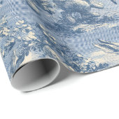 Blue Toile Easter Bunny | Vintage Rabbit Geschenkpapier (Rolleneckpunkt)
