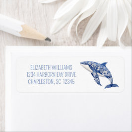 Blue Toile Floral Beach Dolphin Personalisiert