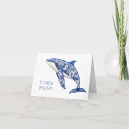 Blue Toile Floral Beach Dolphin Personalisiert