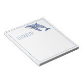 Blue Toile Floral Beach Dolphin Personalisiert Notizblock (angewinkelt)