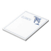 Blue Toile Floral Beach Dolphin Personalisiert Notizblock (Rotiert)