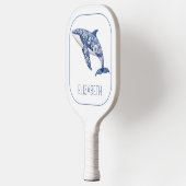 Blue Toile Floral Beach Dolphin Personalisiert Pickleball Schläger (Links)