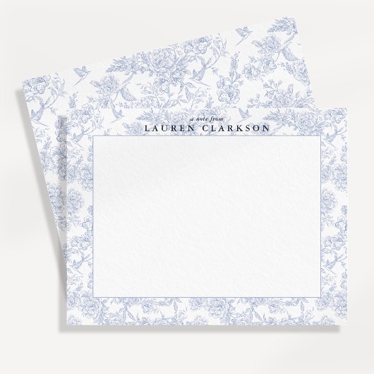 Blue Toile floral Border Note Card Einladung