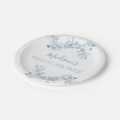 Blue Toile Floral Brautparty Paper Teller (Schrägansicht)