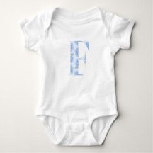 Blue Toile Floral Hydrangea "F" One-Sie