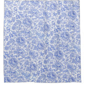 Blue Toile Floral Pattern Classic Botanical Duschvorhang (Vorderseite)
