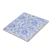 Blue Toile Floral Pattern Classic Botanical Fliese (Seite)