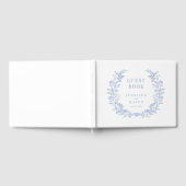 Blue Toile Floral Wreath Wedding Guest Book Gästebuch (Voll)