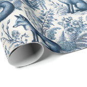 Blue Toile Fox Vintage  Geschenkpapier (Rolleneckpunkt)