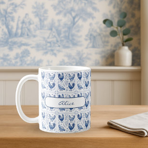 Blue Toile French Country Bauernhof Hühnergebäck T Kaffeetasse