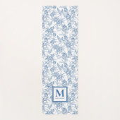 Blue Toile French Custom Name Yogamatte (Vorderseite)