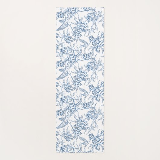 Blue Toile French Custom Name Yogamatte (Rückseite)