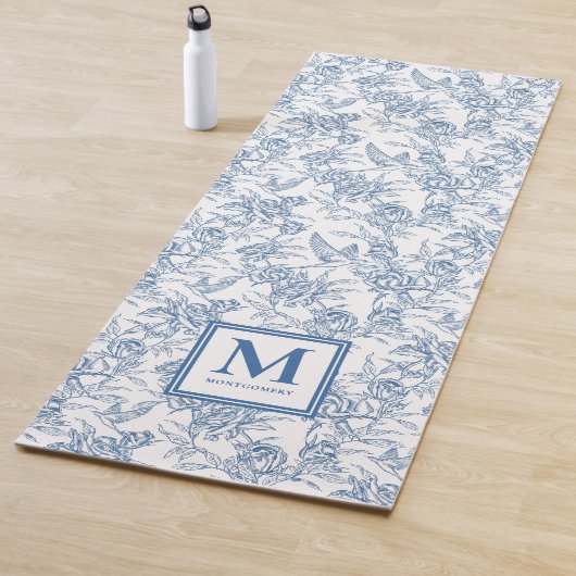 Blue Toile French Custom Name Yogamatte (Beispiel)