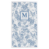 Blue Toile French Monogram Kleine Geschenktüte (Rückseite)