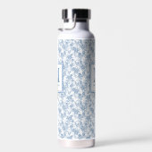 Blue Toile French Monogram Name Trinkflasche (Rechts)