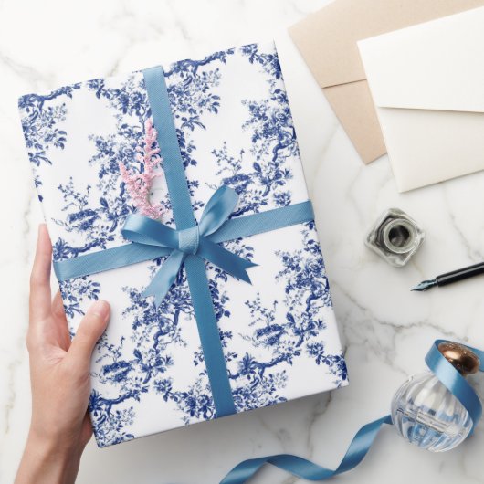 Blue Toile Geschenkpapier (Schenken)