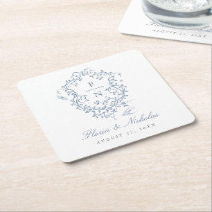 Blue Toile Hochzeits-Papier-Untersetzer Chinoiseri Rechteckiger Pappuntersetzer