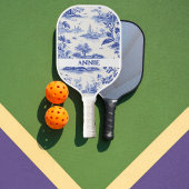 Blue Toile Jouy Personalisiert Pickleball Paddle