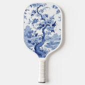 Blue Toile Jouy Personalisiert Pickleball Paddle (Rückseite)