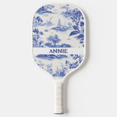 Blue Toile Jouy Personalisiert Pickleball Paddle (Vorderseite)