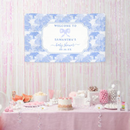 Blue Toile Jungle Animals Safari Chinoiserie Baby Banner